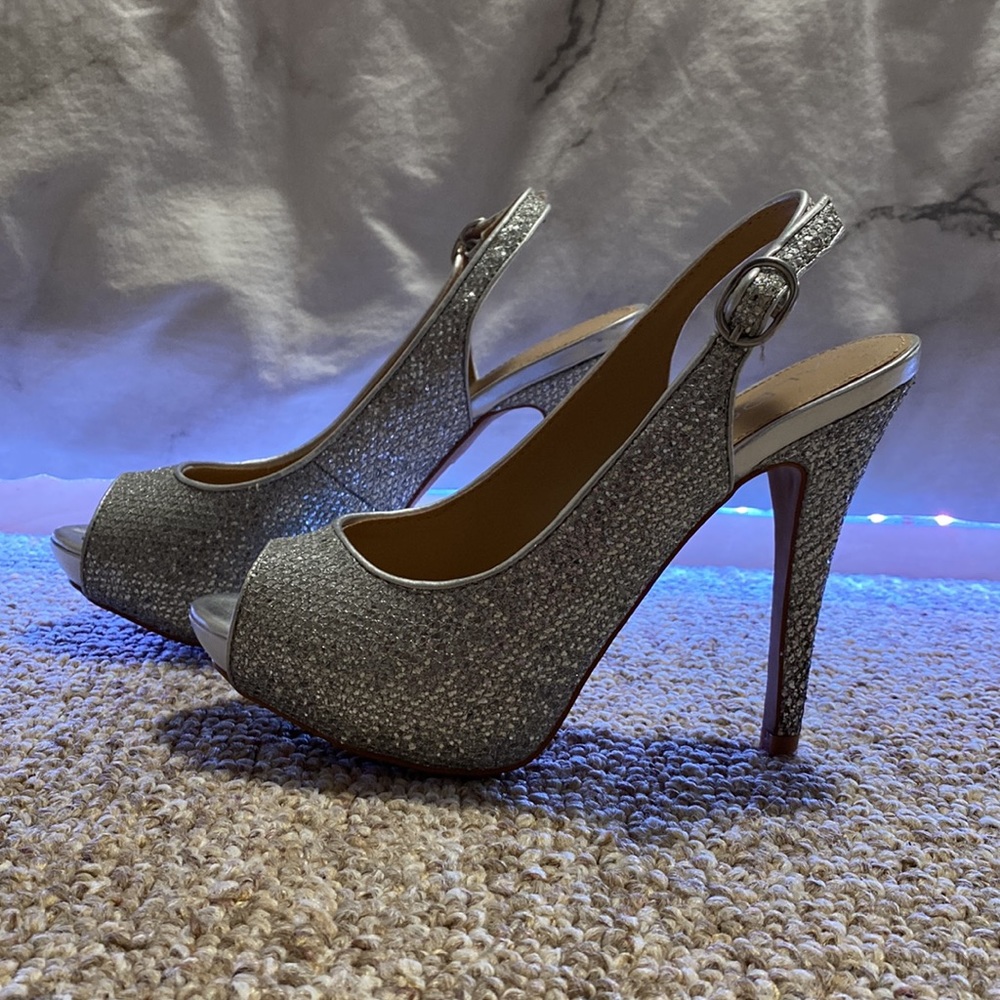 Sparkle peep toe heels